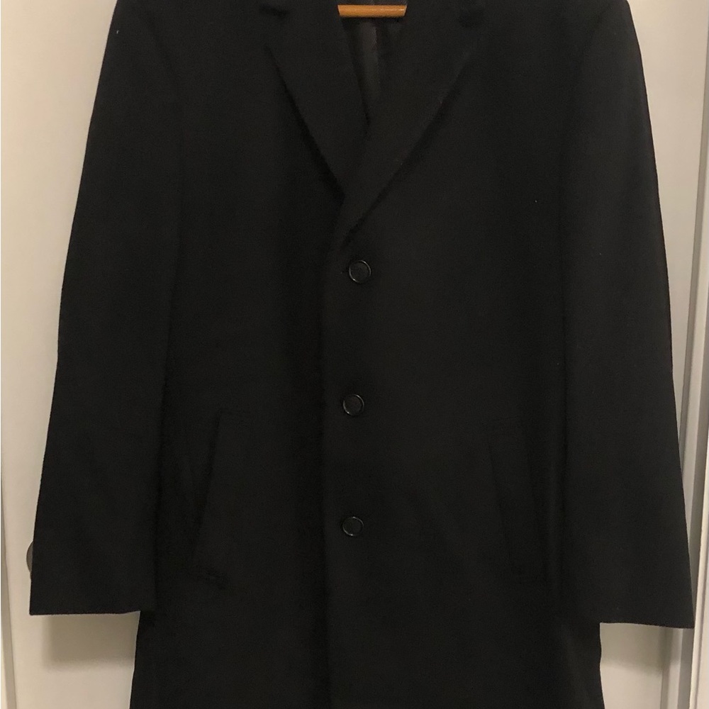 Men’s Joseph A Bank Topcoat Black Gently Used may be Twill Wool